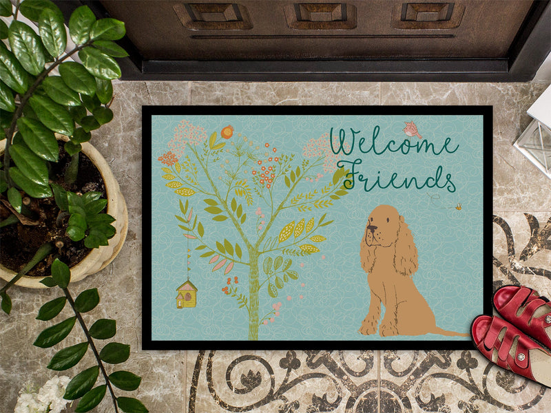 Welcome Friends Buff Cocker Spaniel Indoor or Outdoor Mat 18x27 BB7619MAT