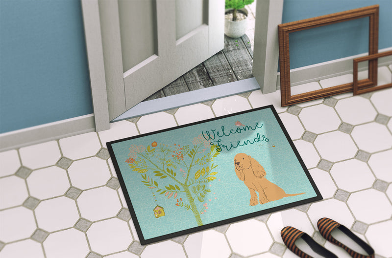 Welcome Friends Buff Cocker Spaniel Indoor or Outdoor Mat 18x27 BB7619MAT