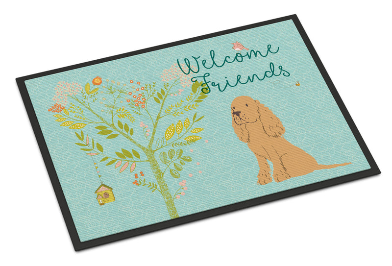 Welcome Friends Buff Cocker Spaniel Indoor or Outdoor Mat 18x27 BB7619MAT