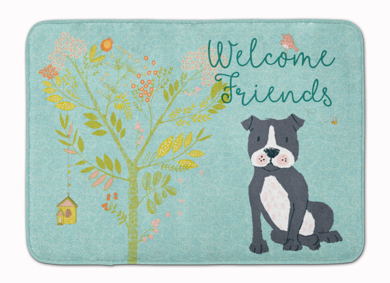 Welcome Friends Black Staffie Machine Washable Memory Foam Mat BB7623RUG