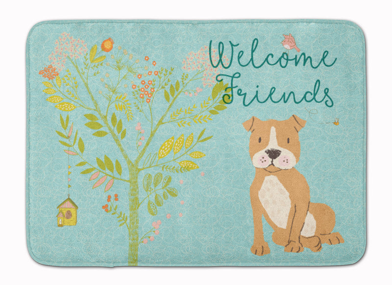 Welcome Friends Brown Staffie Machine Washable Memory Foam Mat BB7624RUG