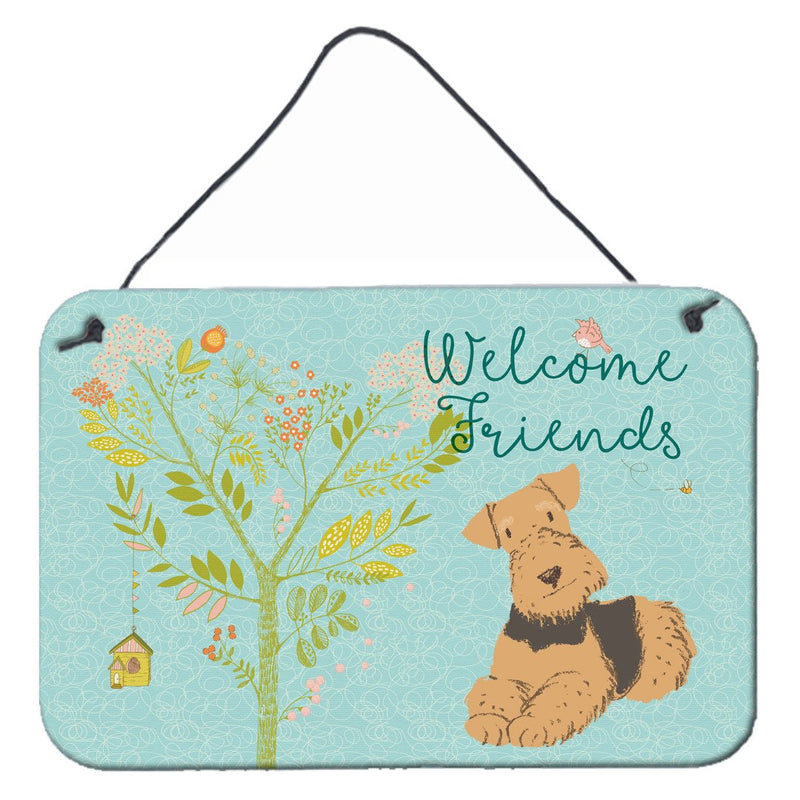 Welcome Friends Airedale Terrier Wall or Door Hanging Prints BB7625DS812