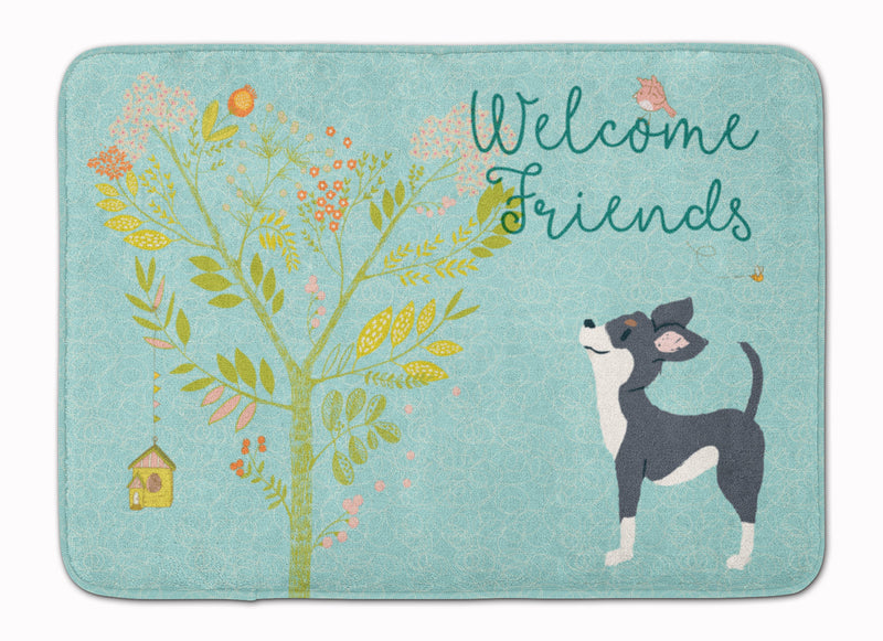 Welcome Friends Black White Chihuahua Machine Washable Memory Foam Mat BB7627RUG