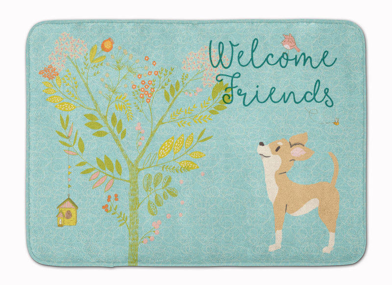 Welcome Friends Brown White Chihuahua Machine Washable Memory Foam Mat BB7628RUG