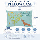 Welcome Friends Red Dachshund Standard Pillowcase Lightweight Super Soft Easy Care Decorative Artwork Pillowcase, Standard