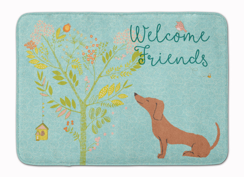 Welcome Friends Red Dachshund Machine Washable Memory Foam Mat BB7631RUG