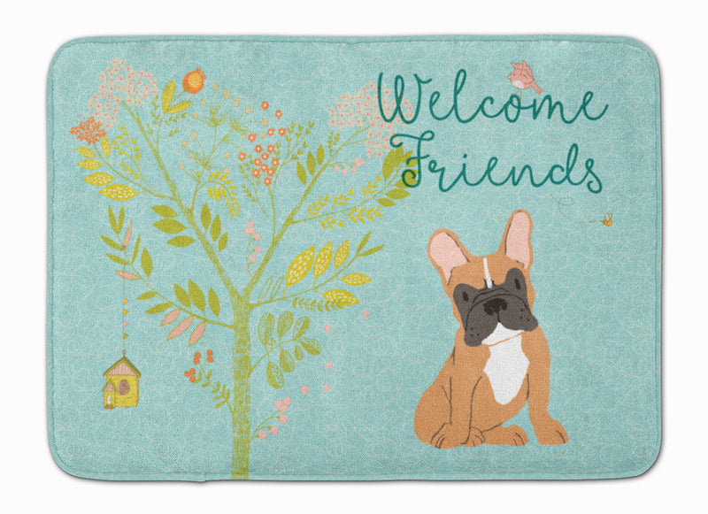 Welcome Friends Fawn French Bulldog Machine Washable Memory Foam Mat BB7633RUG