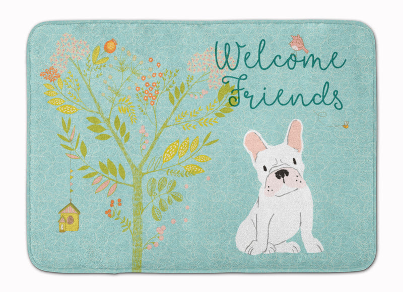 Welcome Friends White French Bulldog Machine Washable Memory Foam Mat BB7635RUG