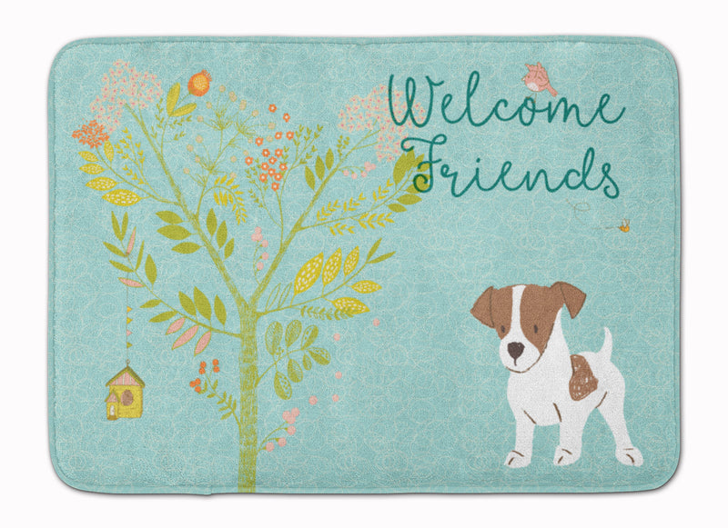 Welcome Friends Jack Russell Terrier Puppy Machine Washable Memory Foam Mat BB7638RUG