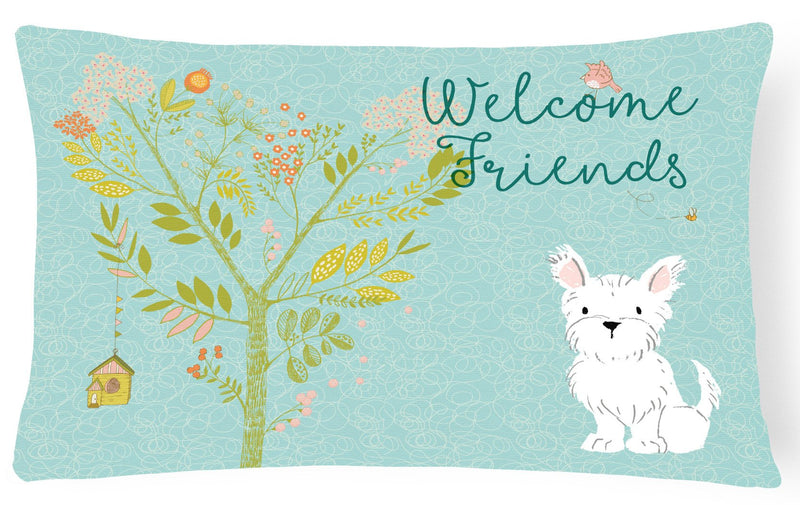 Welcome Friends Westie Canvas Fabric Decorative Pillow BB7640PW1216