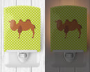 Bactrian Camel Green Ceramic Night Light Compact, UL-Certified, Ideal for Bedroom, Bathroom, Nursery, Hallway, Kitchen, 6x4x3, Multicolor