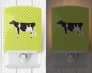 Holstein Cow Green Ceramic Night Light Compact, UL-Certified, Ideal for Bedroom, Bathroom, Nursery, Hallway, Kitchen, 6x4x3, Multicolor