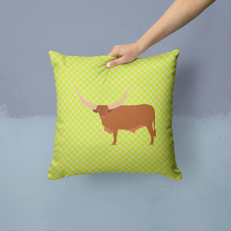 Ankole-Watusu Cow Green Throw Pillow - 14x14 Decorative Pillow – Art for Your Home & Patio BB7649PW1414