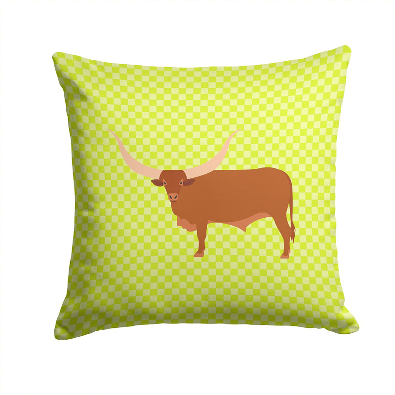 Ankole-Watusu Cow Green Throw Pillow - 14x14 Decorative Pillow – Art for Your Home & Patio BB7649PW1414