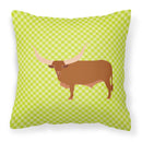 Ankole-Watusu Cow Green Fabric Decorative Pillow BB7649PW1818