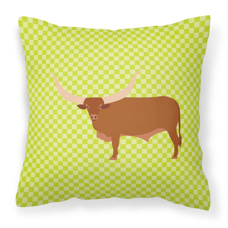 Ankole-Watusu Cow Green Fabric Decorative Pillow BB7649PW1818