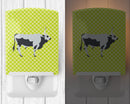 Hungarian Grey Steppe Cow Green Ceramic Night Light Compact, UL-Certified, Ideal for Bedroom, Bathroom, Nursery, Hallway, Kitchen, 6x4x3, Multicolor