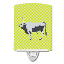 Hungarian Grey Steppe Cow Green Ceramic Night Light Compact, UL-Certified, Ideal for Bedroom, Bathroom, Nursery, Hallway, Kitchen, 6x4x3, Multicolor