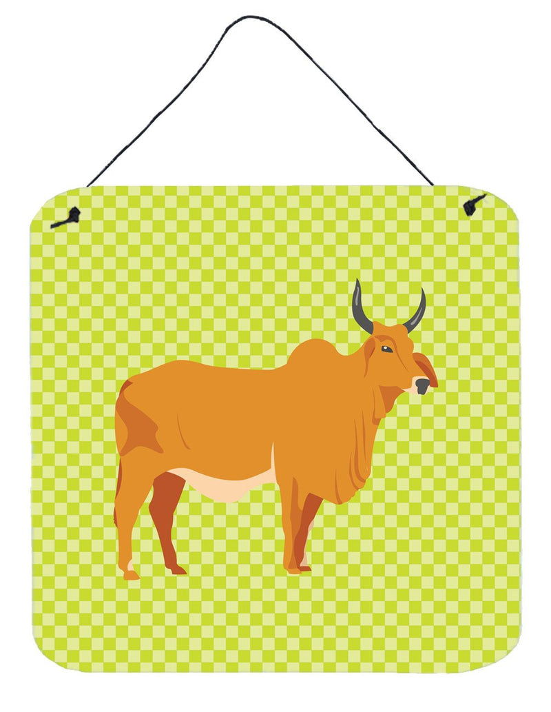 Zebu Indicine Cow Green Wall or Door Hanging Prints BB7651DS66