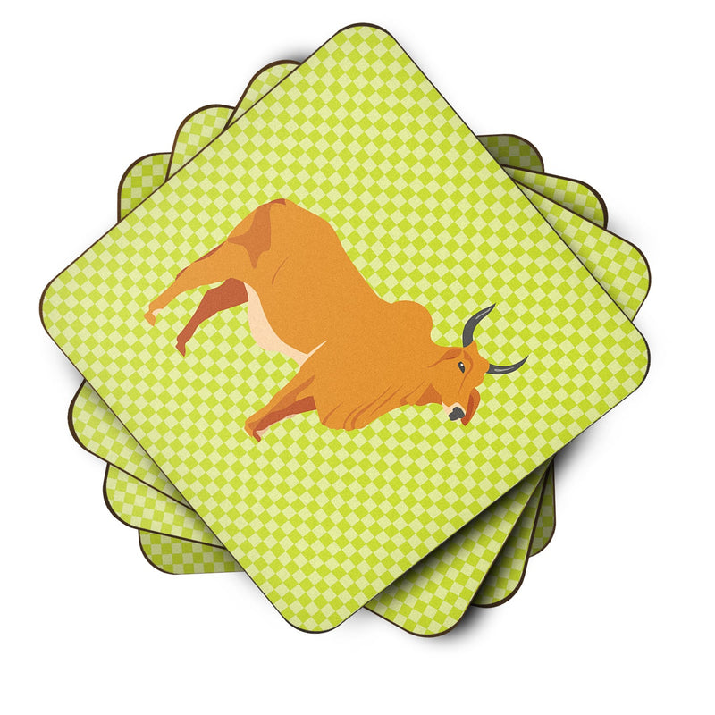 Zebu Indicine Cow Green Foam Coaster Set of 4 BB7651FC