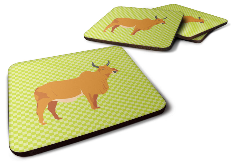 Zebu Indicine Cow Green Foam Coaster Set of 4 BB7651FC