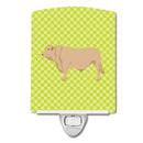 Charolais Cow Green Ceramic Night Light Compact, UL-Certified, Ideal for Bedroom, Bathroom, Nursery, Hallway, Kitchen, 6x4x3, Multicolor