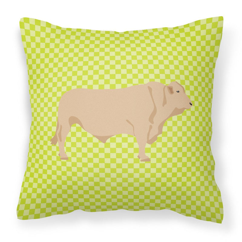 Charolais Cow Green Fabric Decorative Pillow BB7652PW1818