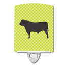 Black Angus Cow Green Ceramic Night Light Compact, UL-Certified, Ideal for Bedroom, Bathroom, Nursery, Hallway, Kitchen, 6x4x3, Multicolor