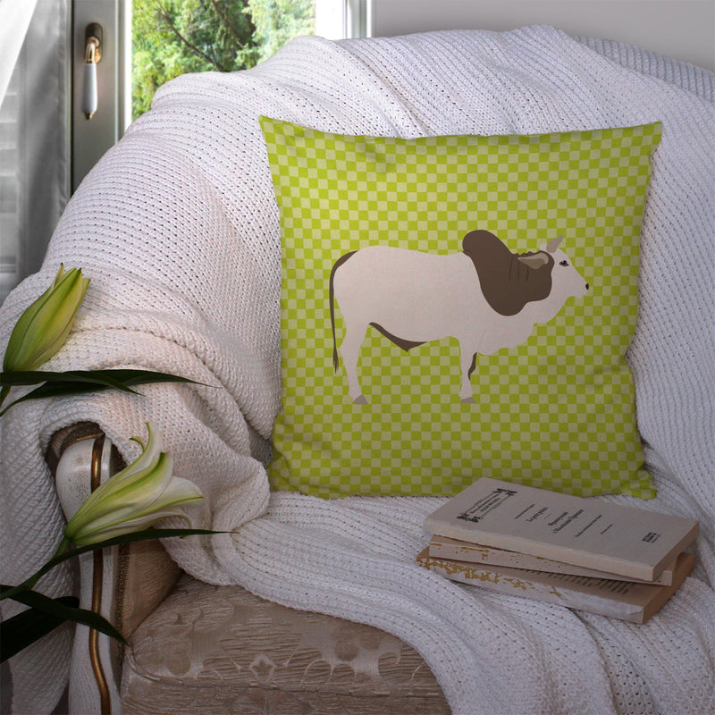 Malvi Cow Green Fabric Decorative Pillow BB7656PW1414