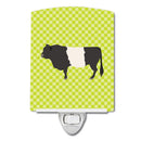 Belted Galloway Cow Green Ceramic Night Light Compact, UL-Certified, Ideal for Bedroom, Bathroom, Nursery, Hallway, Kitchen, 6x4x3, Multicolor