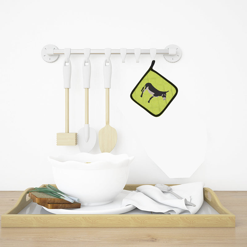 American Mammoth Jack Donkey Green Pot Holders - Set of 2 - Heat-Resistant Kitchen Essentials BB7670PTHD