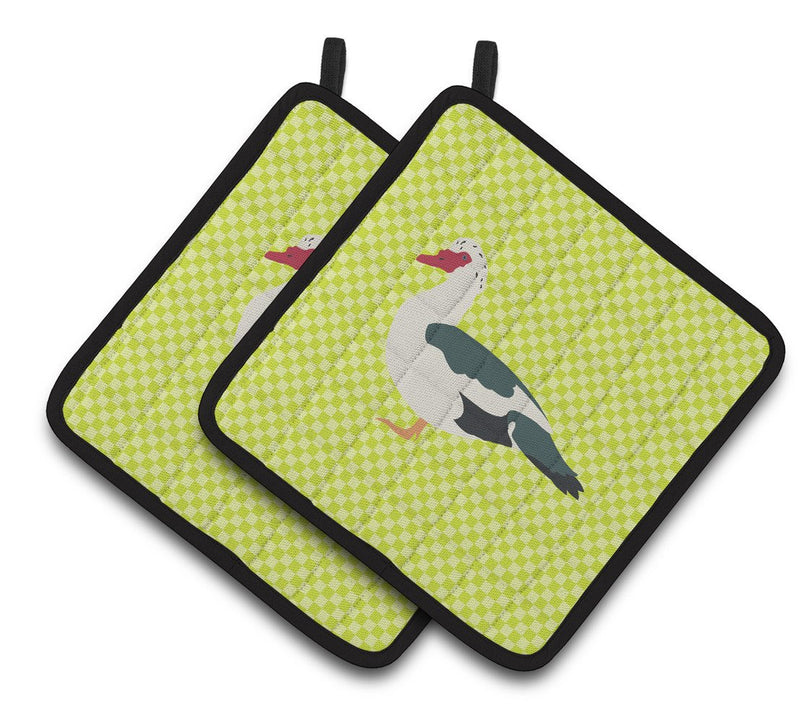 Muscovy Duck Green Pair of Pot Holders BB7690PTHD