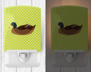 Khaki Campbell Duck Green Ceramic Night Light Compact, UL-Certified, Ideal for Bedroom, Bathroom, Nursery, Hallway, Kitchen, 6x4x3, Multicolor