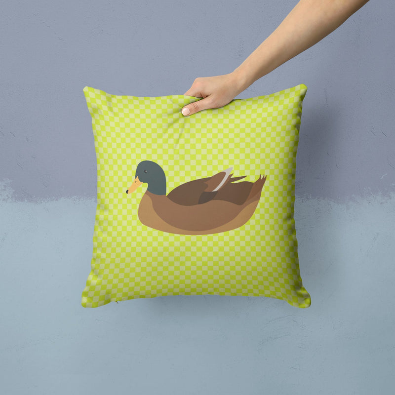 Khaki Campbell Duck Green Fabric Decorative Pillow BB7692PW1414