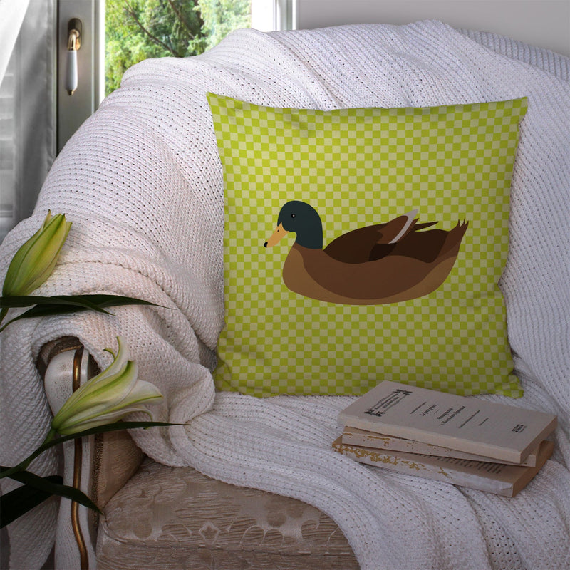 Khaki Campbell Duck Green Fabric Decorative Pillow BB7692PW1414