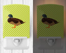 Silver Bantam Duck Green Ceramic Night Light Compact, UL-Certified, Ideal for Bedroom, Bathroom, Nursery, Hallway, Kitchen, 6x4x3, Multicolor