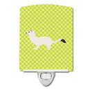 Stoat Short-tailed Weasel Green Ceramic Night Light Compact, UL-Certified, Ideal for Bedroom, Bathroom, Nursery, Hallway, Kitchen, 6x4x3, Multicolor