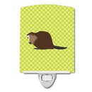 Eurasian Beaver Green Ceramic Night Light Compact, UL-Certified, Ideal for Bedroom, Bathroom, Nursery, Hallway, Kitchen, 6x4x3, Multicolor