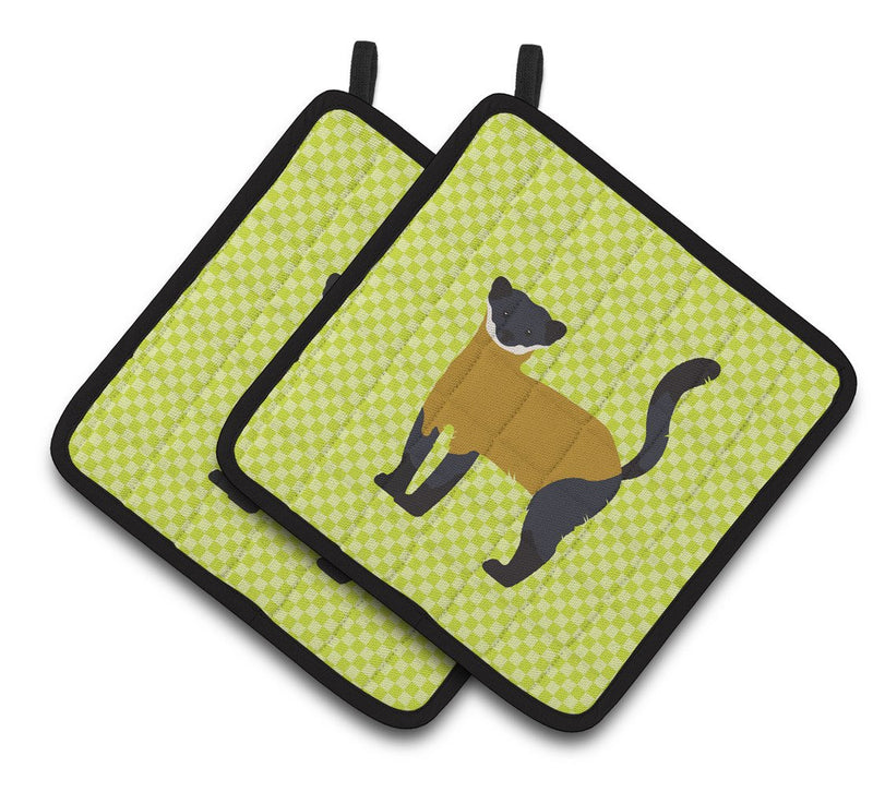 Yellow-Throated Marten Green Pair of Pot Holders BB7700PTHD