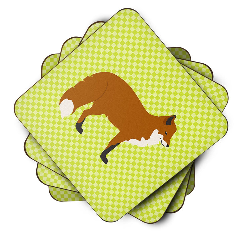 Red Fox Green Foam Coaster Set of 4 BB7702FC