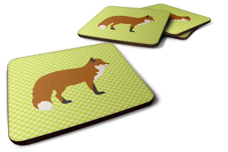 Red Fox Green Foam Coaster Set of 4 BB7702FC