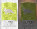 White Arctic Fox Green Ceramic Night Light Compact, UL-Certified, Ideal for Bedroom, Bathroom, Nursery, Hallway, Kitchen, 6x4x3, Multicolor