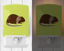 Coypu Nutria River Rat Green Ceramic Night Light Compact, UL-Certified, Ideal for Bedroom, Bathroom, Nursery, Hallway, Kitchen, 6x4x3, Multicolor