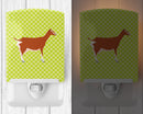 Toggenburger Goat Green Ceramic Night Light Compact, UL-Certified, Ideal for Bedroom, Bathroom, Nursery, Hallway, Kitchen, 6x4x3, Multicolor