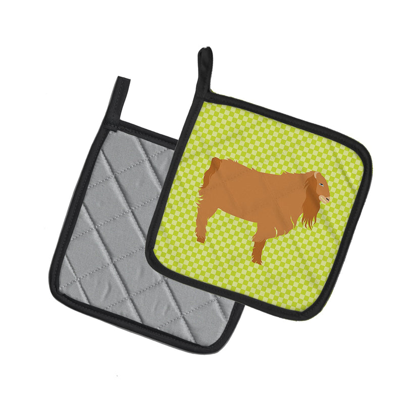 American Lamancha Goat Green Pot Holders - Set of 2 - Heat-Resistant Kitchen Essentials BB7711PTHD