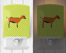 Oberhasli Goat Green Ceramic Night Light Compact, UL-Certified, Ideal for Bedroom, Bathroom, Nursery, Hallway, Kitchen, 6x4x3, Multicolor