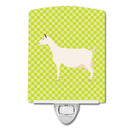Saanen Goat Green Ceramic Night Light Compact, UL-Certified, Ideal for Bedroom, Bathroom, Nursery, Hallway, Kitchen, 6x4x3, Multicolor