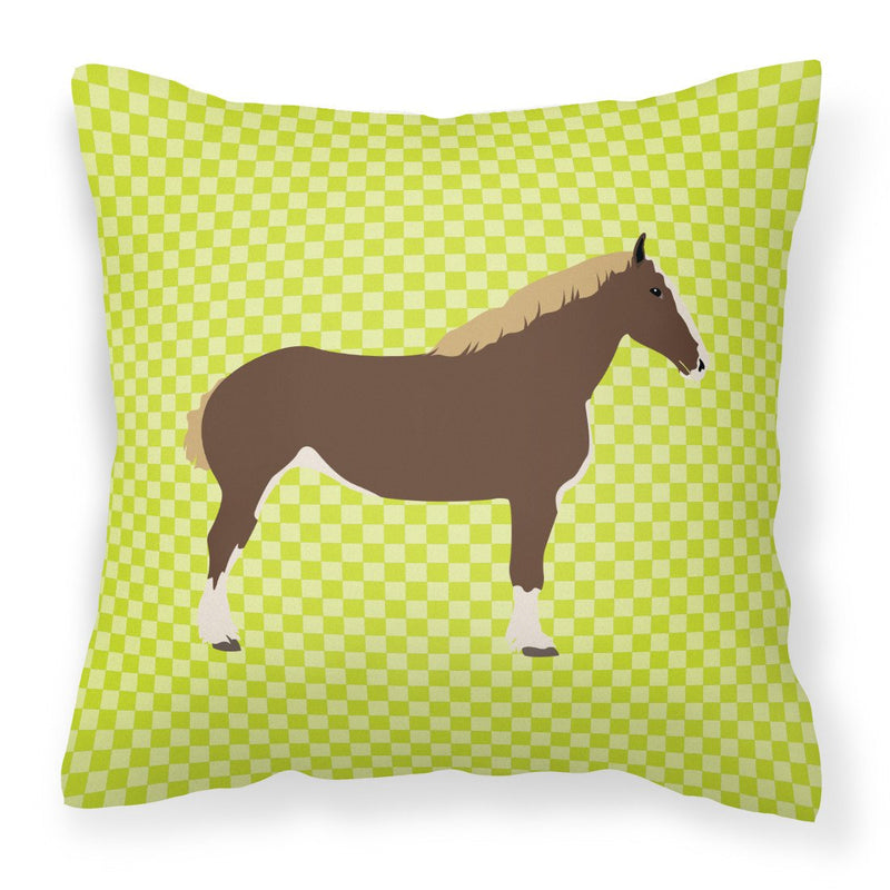 Percheron Horse Green Fabric Decorative Pillow BB7732PW1818