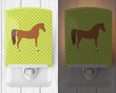 Arabian Horse Green Ceramic Night Light Compact, UL-Certified, Ideal for Bedroom, Bathroom, Nursery, Hallway, Kitchen, 6x4x3, Multicolor