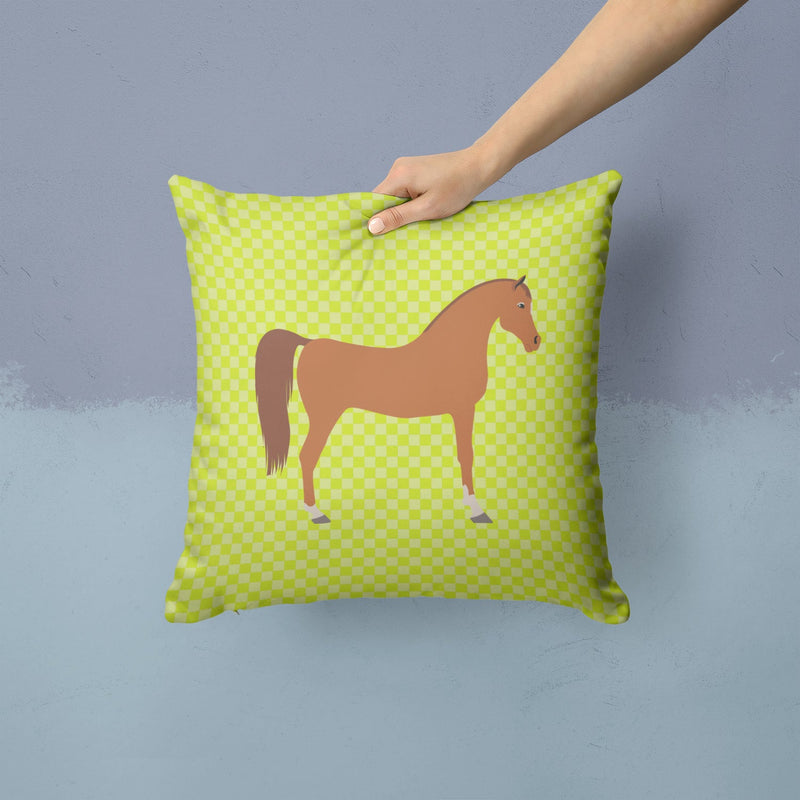 Arabian Horse Green Fabric Decorative Pillow BB7737PW1414